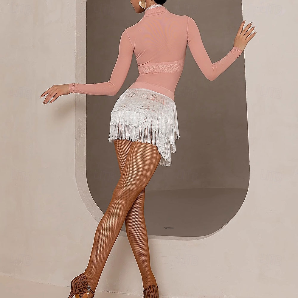 gonna con frange per danza latina da donna – mezza gonna asimmetrica a vita alta per cha-cha, rumba &pratica/esibizione di jitterbug del 2025 a $22.99 –P6