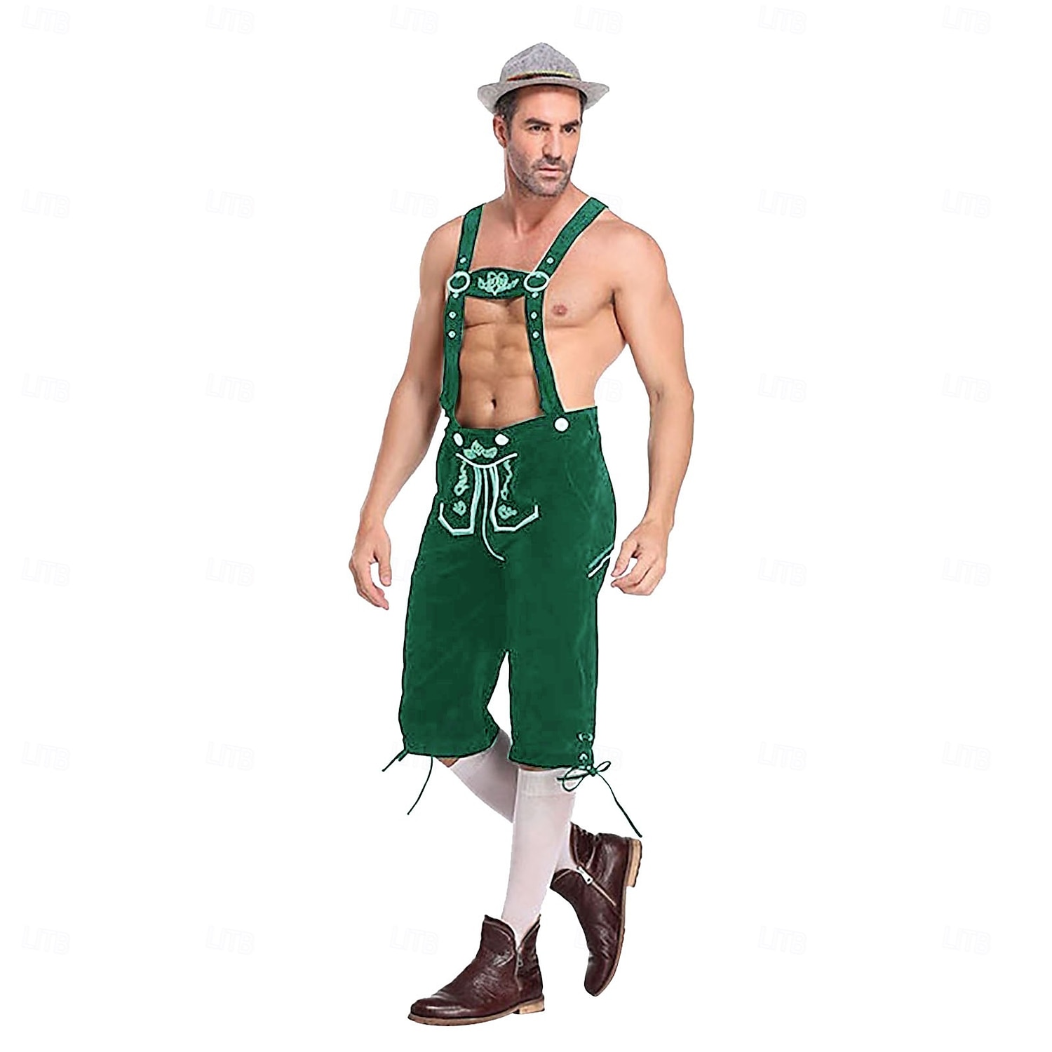 Oktoberfest Lederhosen Hemd Alpine Hoed Bavarian Duits Weiden Voor heren Carnaval Feest Bierfestival Doek in traditionele stijl Blouse Short Outfits 2026 - $57.99 –P14