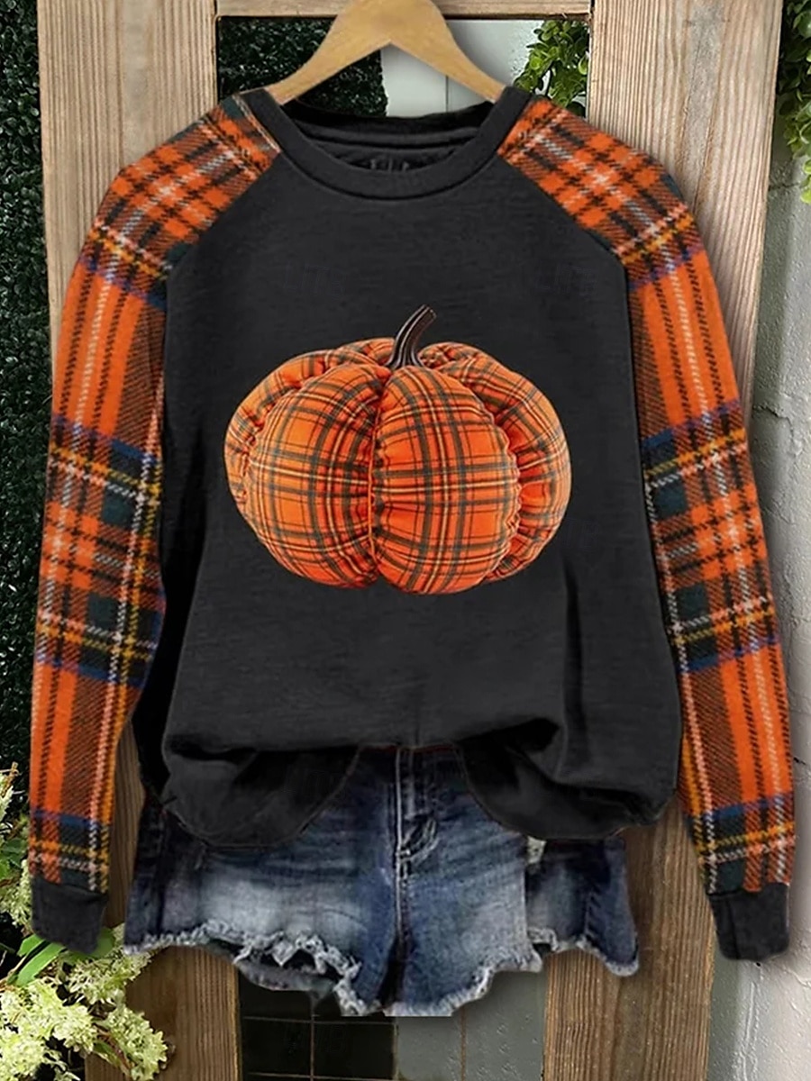 Halloween Women's Sweatshirts Graphic Casual Long Sleeve Crew Neck Regular Tops Casual Black Yellow Orange Fall 2025 - $28.99 –P2