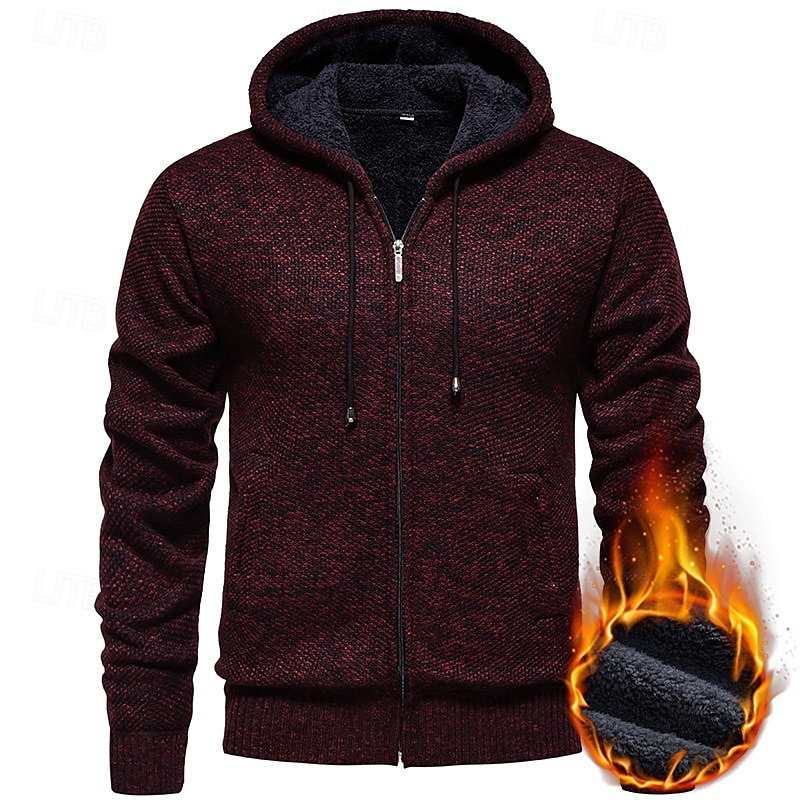 Hombre Chaqueta de Punto Suéter recortado Jersey con cremallera Suéter de punto Estriado Tejer Tops regulares Bolsillo Vellón Plano Con Capucha Moda Clásico Vacaciones Ropa Cotidiana Ropa Otoño 2025 - $21.99 –P5