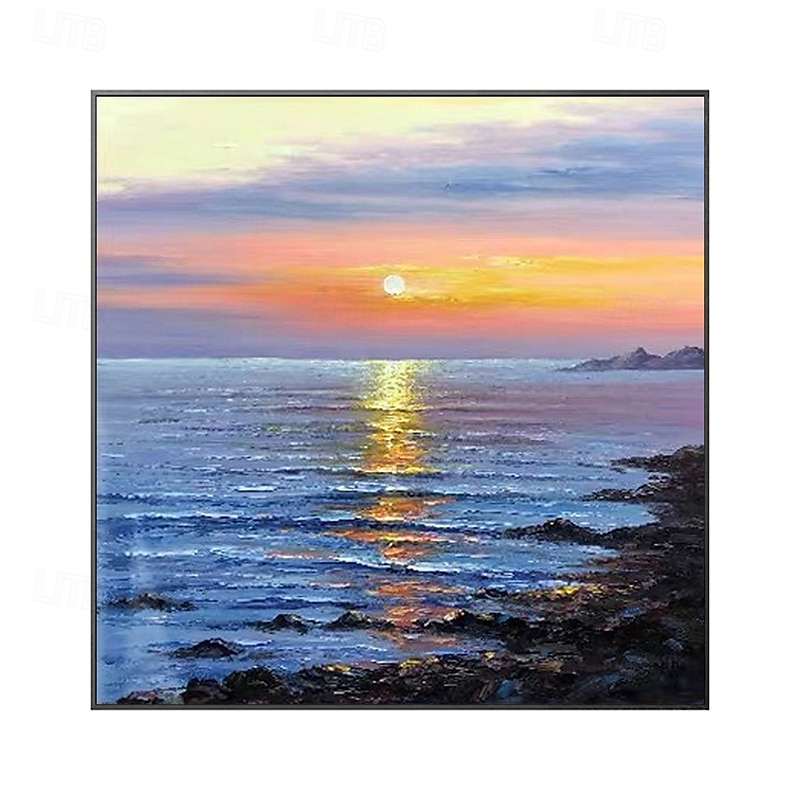 handgefertigtes Ölgemälde auf Leinwand, Wandkunst, Dekoration, moderne abstrakte Sonnenaufgangslandschaft für die Inneneinrichtung, gerolltes, rahmenloses, ungedehntes Gemälde 2025 - $58.99 –P2
