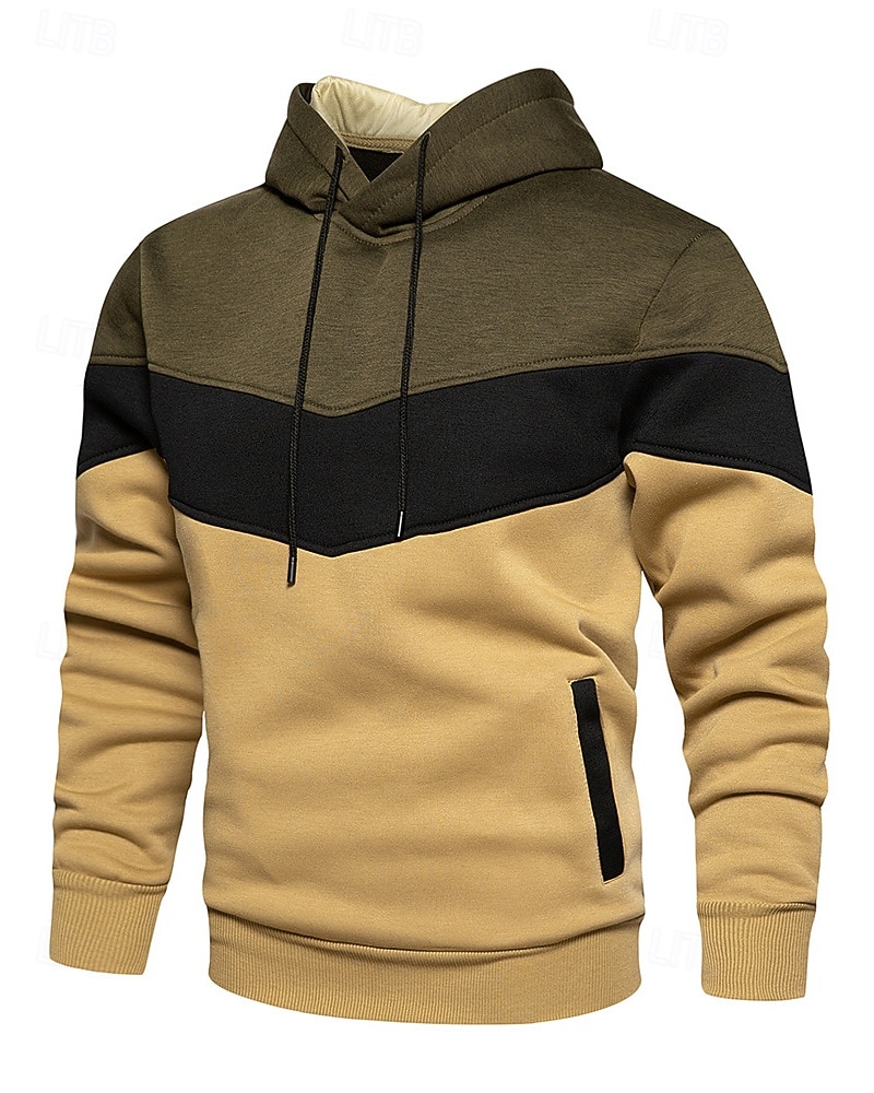 Per uomo Top casual Felpa con cappuccio Felpe Coulisse Tasca Manica Lunga Top Athleisure Autunno Blocco di colori Antivento Escursionismo Allenamento Atletico abbigliamento sportivo Abbigliamento del 2025 a $25.99 –P7