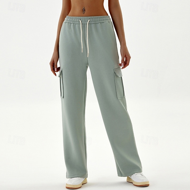 Mujer Pantalones casuales Pantalones deportivos cargo Con bolsillos Control de barriga Alta cintura Gimnasio Rutina de ejercicio De Deporte Prendas de abajo Color sólido Negro Verde Caqui Otoño 2026 - $40.99 –P8