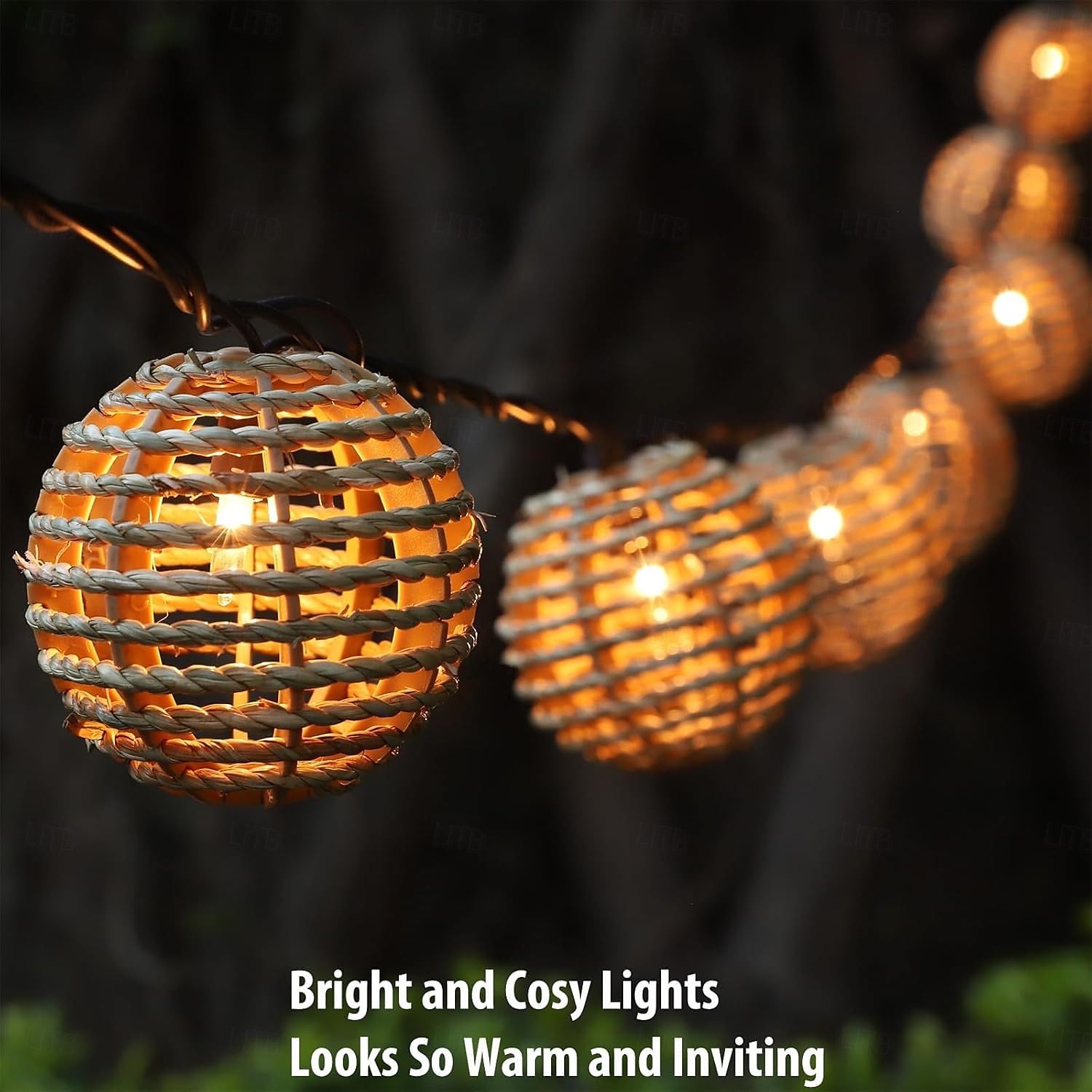 Rattan Wire Ball Style Decorative Lantern String Lights - 10 Lights Globe Rattan Wicker Ball String Lights Indoor Outdoor Patio String Light for Home Pergola Porch Party Backyard 2025 - $32.99 –P3