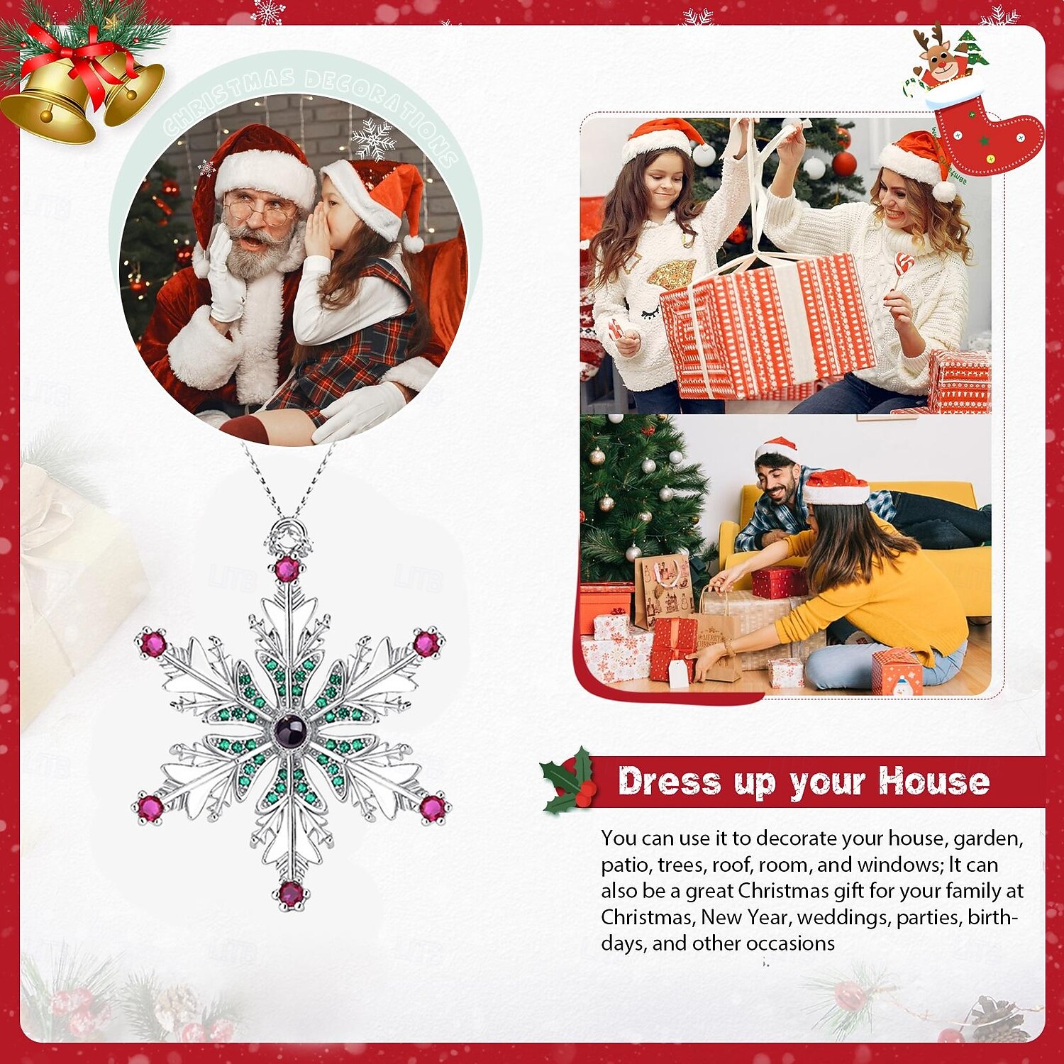 henkilökohtainen jouluvalokuva lumihiutaleprojektiokoriste mukautettu kuva muistolahjariipus joulukuusi roikkuukoriste, joululahja hänelle/hänelle/perheelle 2025 - $27.99 –P7