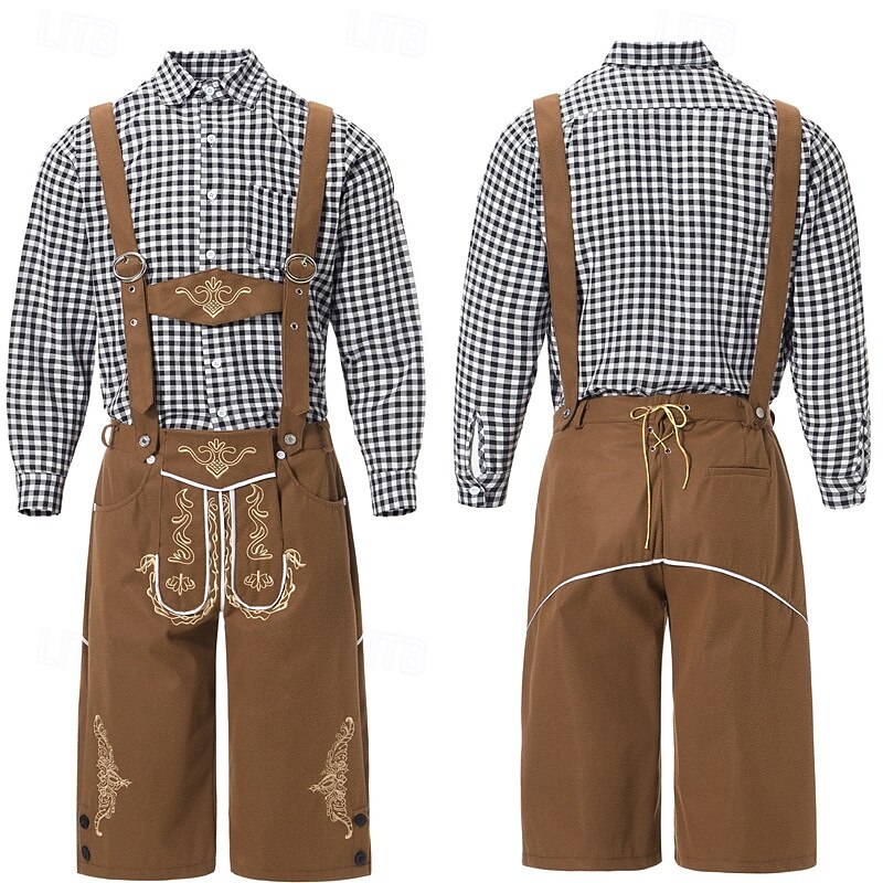 Oktoberfest lederhosen Cămașă bavareză Germană Munchen Pajiști Bărbați Carnaval Petrecere Festivalul de Bere Pânză în stil tradițional 2026 - $66.99 –P8