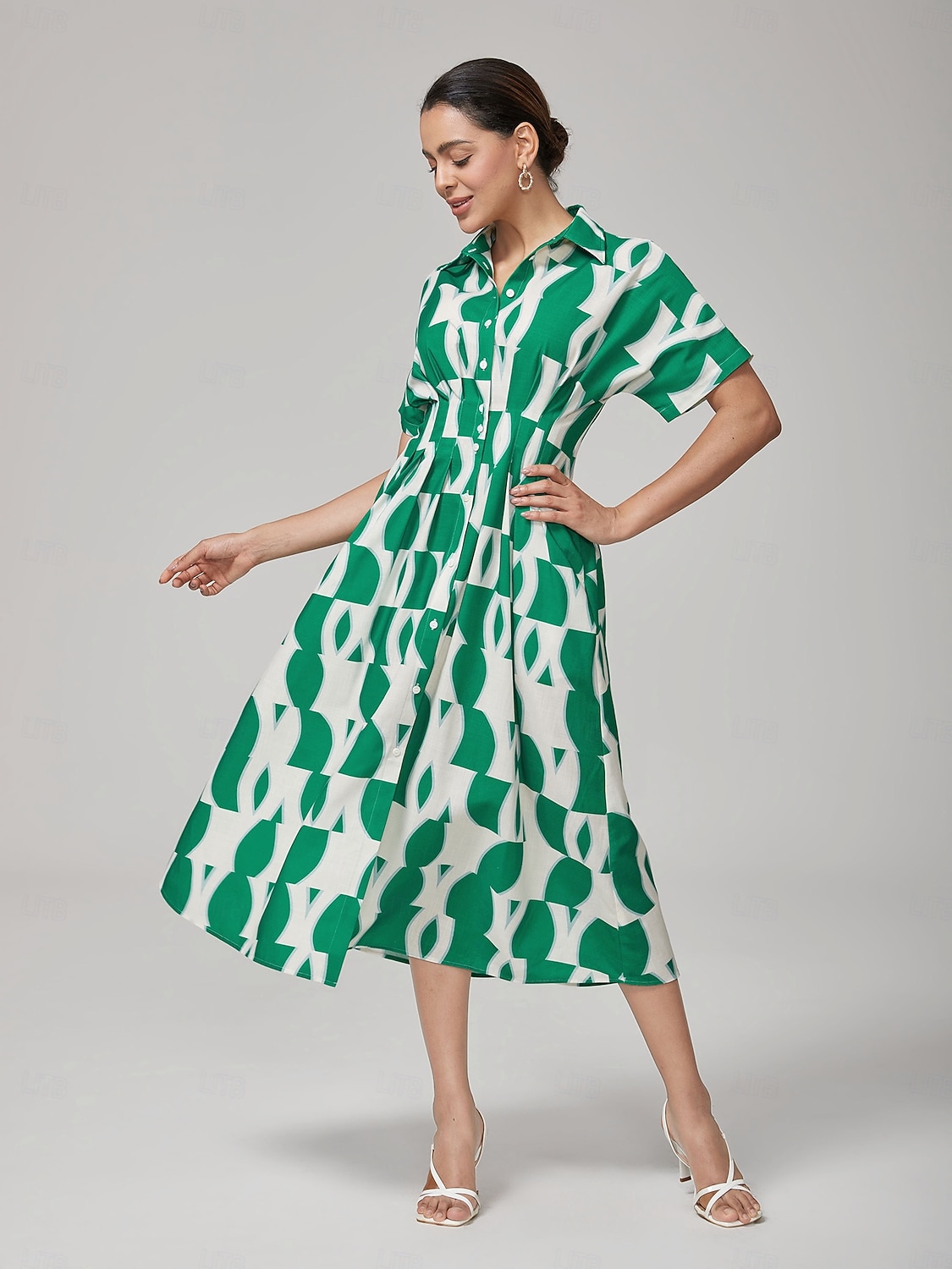 Per donna Eco Green Geometrico Estate Colletto a Camicia Vacanza XS S M del 2026 a $148.99 –P6