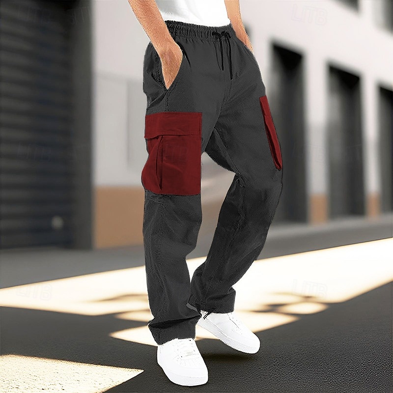 Voor heren Cargohosen Broek Elastische taille Trekkoord Meerdere zakken Kleurenblok Draagbaar Buiten Dagelijks Kamperen&Wandelen Modieus Klassiek Wit Wijn 2025 - $24.99 –P2