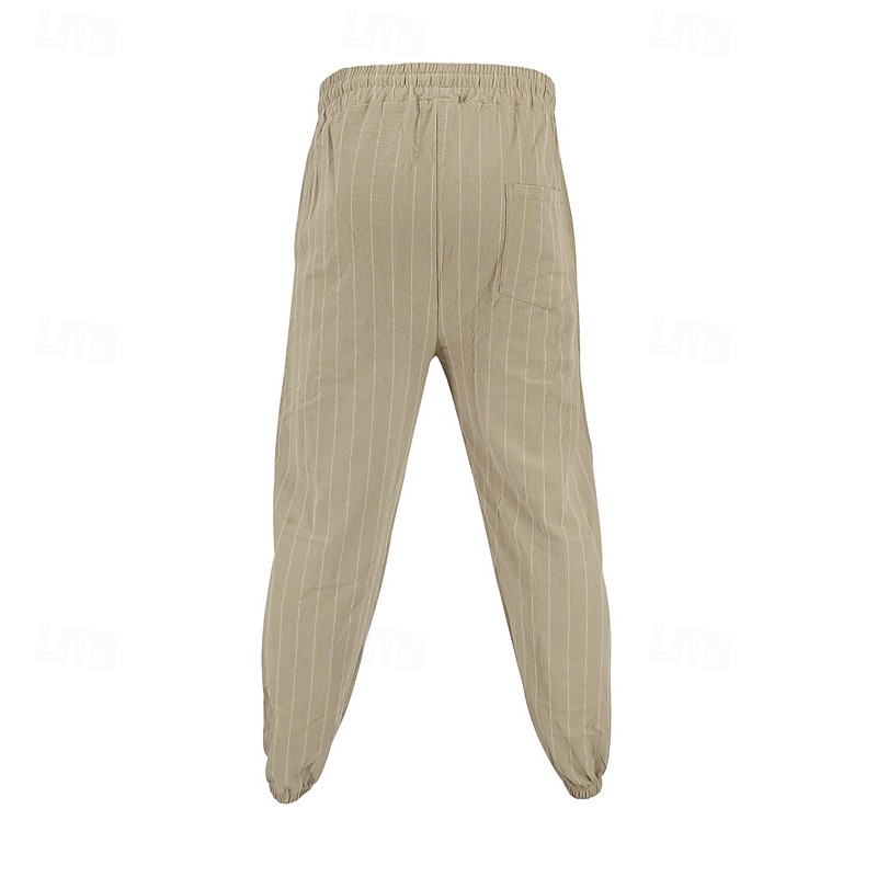 Hombre Pantalones de lino y algodón Pantalones deportivos Pantalones de Deporte Persona que practica jogging Pantalones Bolsillo Cintura elástica Correa A Rayas Comodidad Deporte Diario Moda Casual 2025 - $23.99 –P14