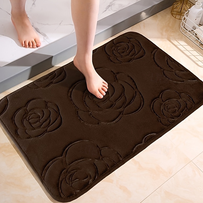 Saugfähige Badematte mit Rosenprägung – rutschfester Badezimmerteppich, ultraweicher Komfort, gestricktes Polyester, leicht, waschbar, für Eingangsbereich oder Schlafzimmer, maschinenwaschbarer Teppich für den Innenbereich 2025 - $10.99 –P4