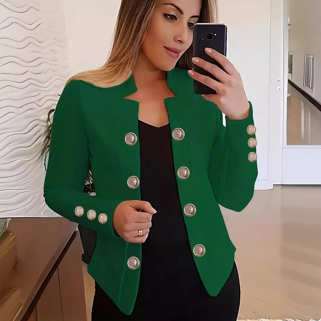 نسائي سترة مريح متنفس Buttons موضة الحديث سهل عمل مناسب للبس اليومي عادية مرتفعة عادي كم طويل ملابس خارجية زهري فاتح أسود أبيض الربيع الخريف 2025 - $23.99 –P8