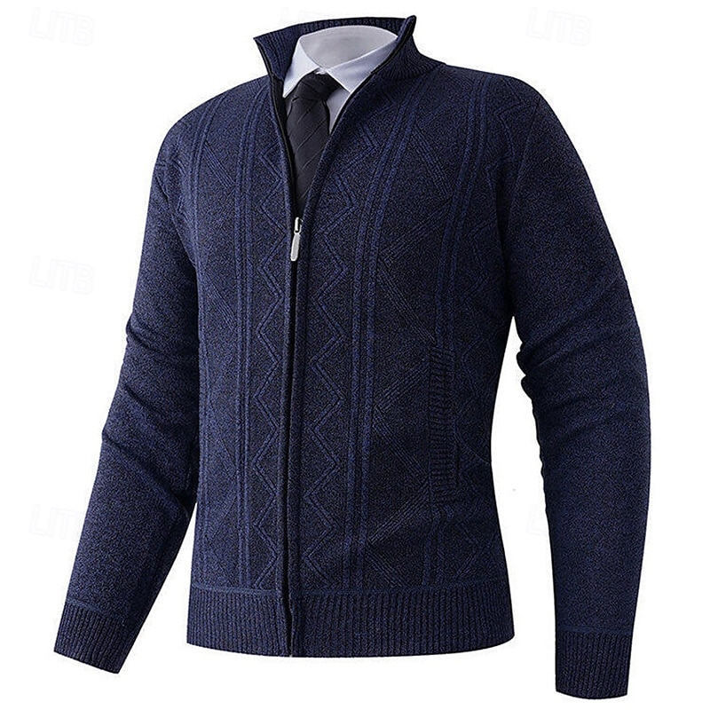 Homens Sueter Cardigan Suéter Cortado Suéter com zíper Suéter de malha Estriado Tricotar Tops regulares Tosão Tecido Colarinho Chinês Moda Clássico Férias Roupa Diária Roupa Outono Inverno Vermelho de 2025 por $24.99 –P11