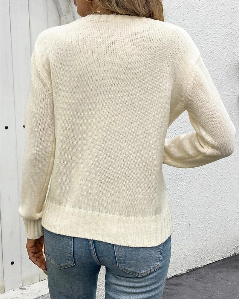 Damen Pullover Täglich Stilvoll Lässig Einfarbig Gerippt Rundhalsausschnitt Gestrickt Langarm Normale Oberteile Stricken Täglich Ferien Ausgehen Aprikose Frühling Herbst 2025 - $29.99 –P2