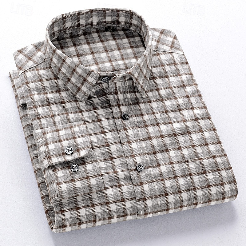 Men's Shirt Dress Shirt Collared Shirt Button Up Shirt Plaid / Striped / Chevron / Round Daily Wear Corporate Clothing White+khaki Pink Wine Navy Blue Long Sleeve Shirt Collar All Seasons Clothing 2026 - $36.99 –P8