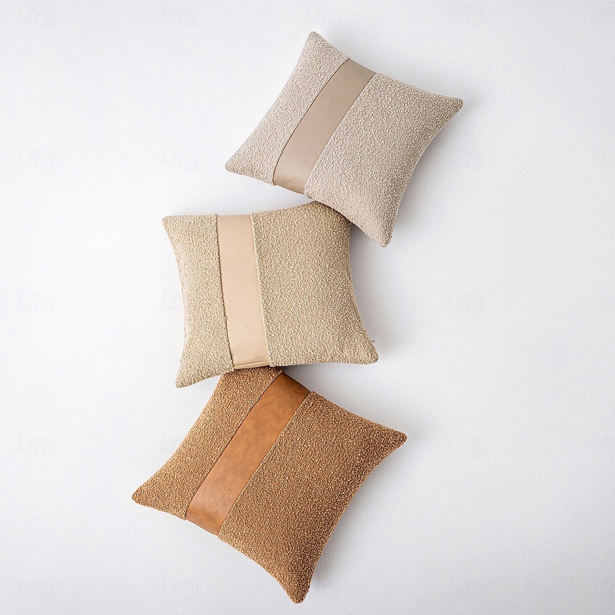 capas de almofadas de patchwork com textura de pompom de cor sólida e couro sintético, 45,72 x 45,72 cm, almofadas macias e confortáveis para sofá, quarto, sala de estar, decoração de casa sem de 2025 por $20.99 –P1