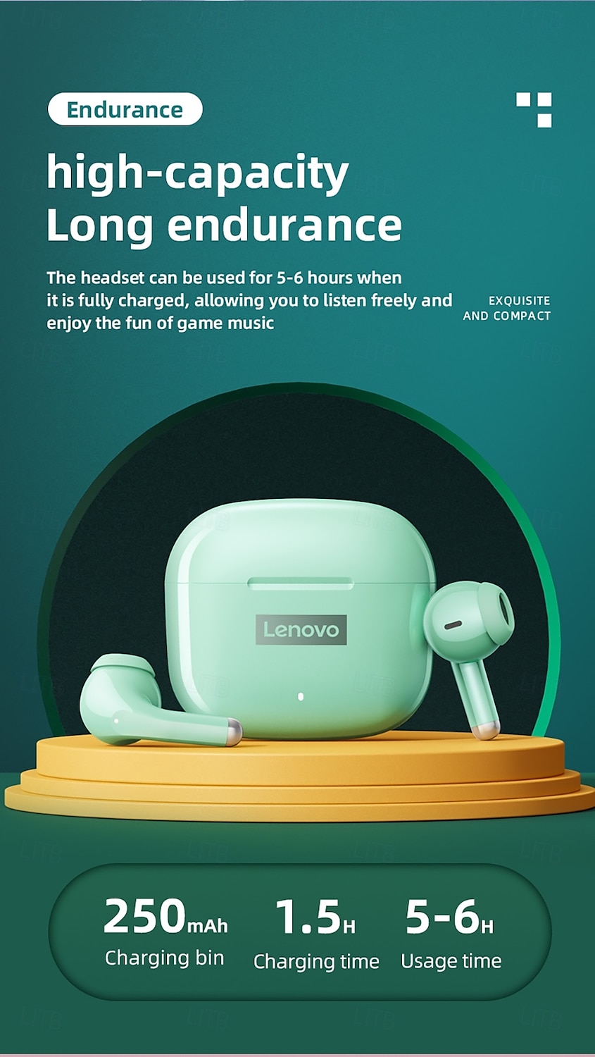 2025年 Lenovo LP40 完全ワイヤレスヘッドホン TWS イヤホン Bluetooth 5.1 ステレオ 充電ボックス付き Apple、Samsung、Huawei、Xiaomi、Mi 対応 自動ペアリング 日常使用 旅行 アウトドア 携帯電話  コレクション – $23.99 –P12
