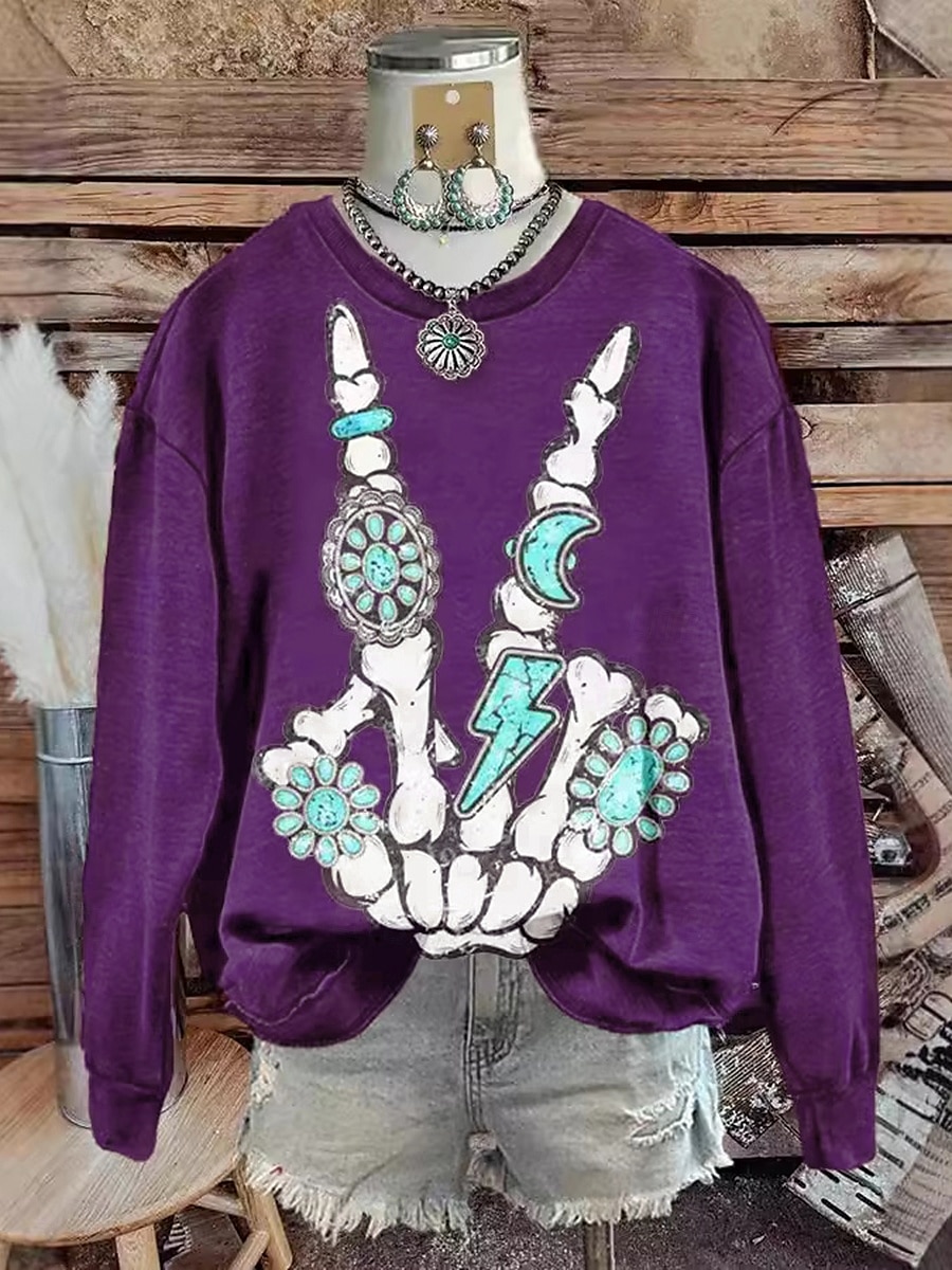 Per donna Felpa Pullover Felpe con cappuccio Grafico Teschio Astratto Moda Casual Manica Lunga Girocollo Top Regolari Streetwear Abbigliamento Quotidiano Stampato Nero Vino Viola Verde Primavera del 2025 a $25.99 –P4