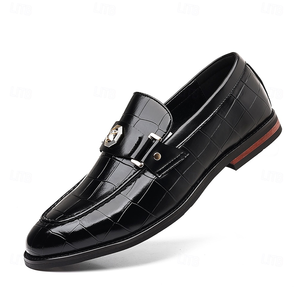 Mocassins en similicuir bordeaux pour homme, effet crocodile, avec boucle décorative en métal, pour hommes d'affaires, événements formels et banquets de 2025 ? $34.99 –P3