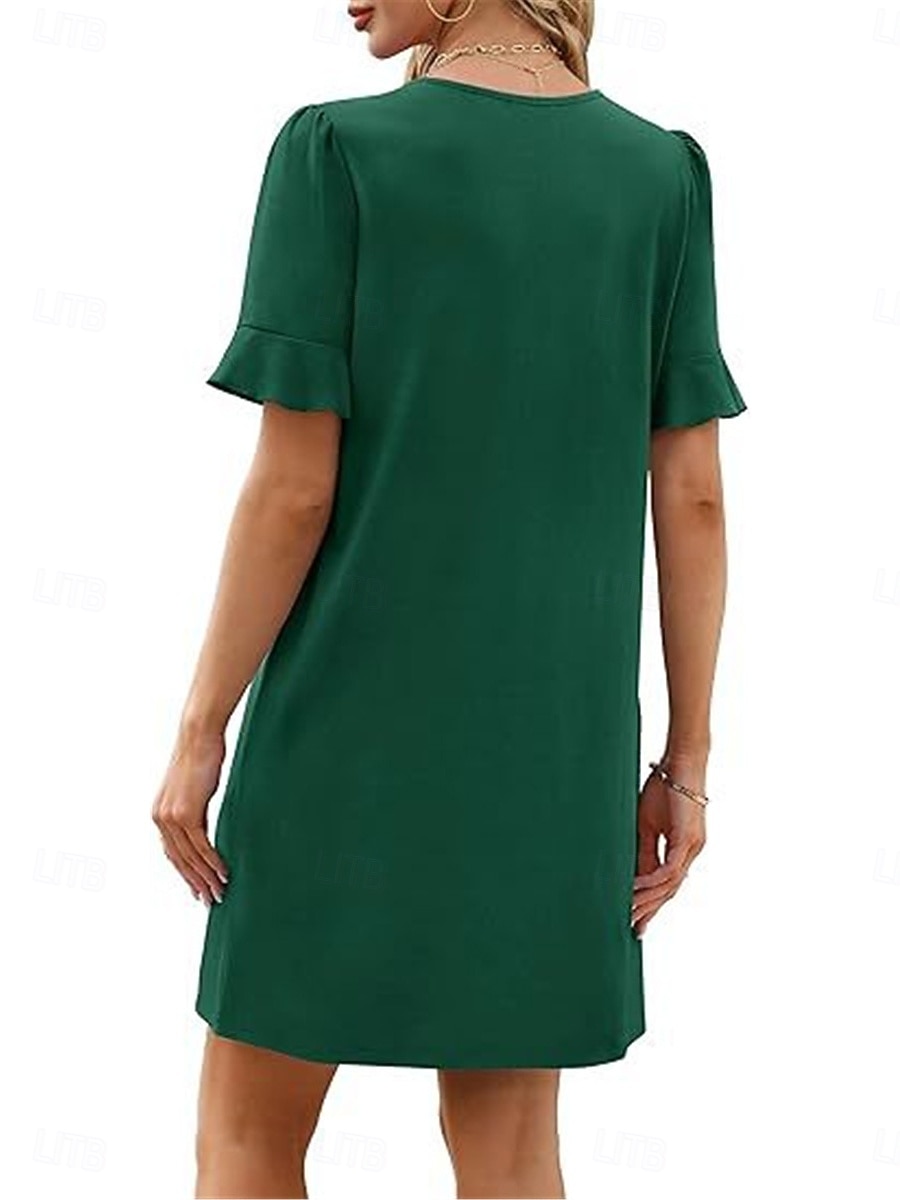 Damen Minikleid Sommerkleid Lässig Täglich Normale Passform Einfach Kurzarm V Ausschnitt Schwarz Blau Fuchsie Grün Sommer 2025 - $25.99 –P16