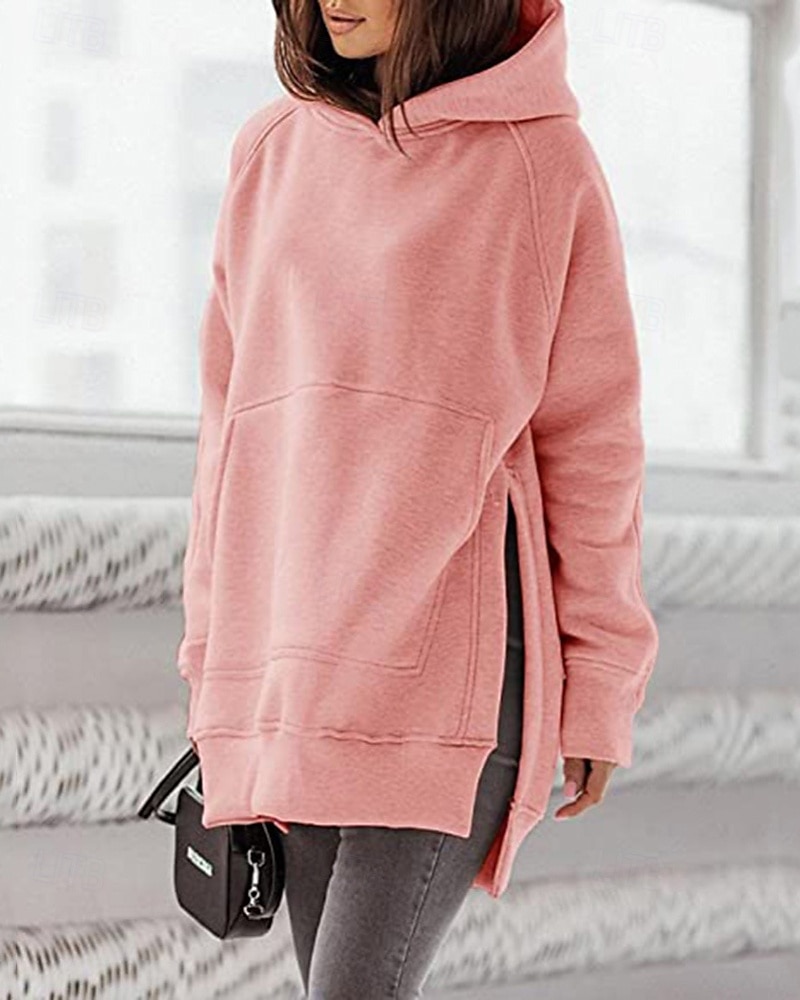 Dame Pullover hettegenser-genser عادي Gatemote Fritid Langermet Med hette Vanlige topper Gate Ferie Lomme Svart Rosa Vin Beige Lyseblå Vinter 2025 - $23.99 –P15