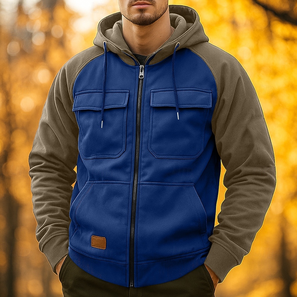 Homens Moletom Full Zip Hoodie Moletom Tático Preto Verde Tropa Azul Cáqui Com Capuz Bloco de cor Tecido Zip Up Bolsos Tático Desportos e Ar livre Diário Roupa de rua Legal Casual Outono Inverno Roupa de 2026 por $34.99 –P8