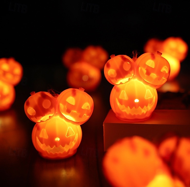2025年 ハロウィンかぼちゃランタン 光る装飾小道具 3頭ミュータントかぼちゃランタン 雰囲気のある飾りランプ 1個  コレクション – $4.99 –P1