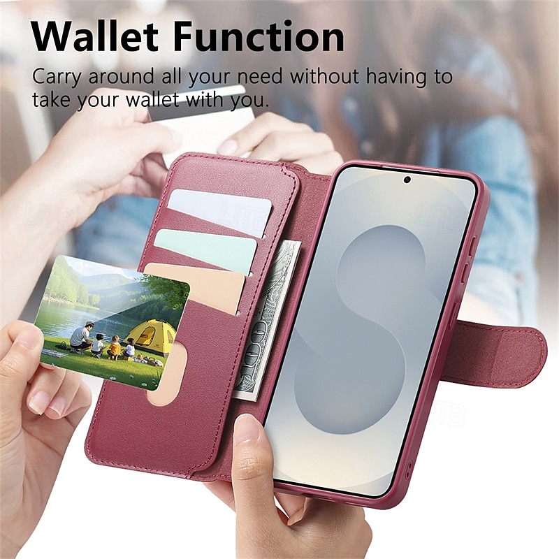 Phone Case For Samsung Galaxy S25 S25 Plus S25 Ultra S24 Ultra S24 Plus S24 Magnetic Adsorption Wallet Case Flip Cover with Stand Holder Detachable Support Wireless Charging Retro PC PU Leather 2025 - $21.99 –P4