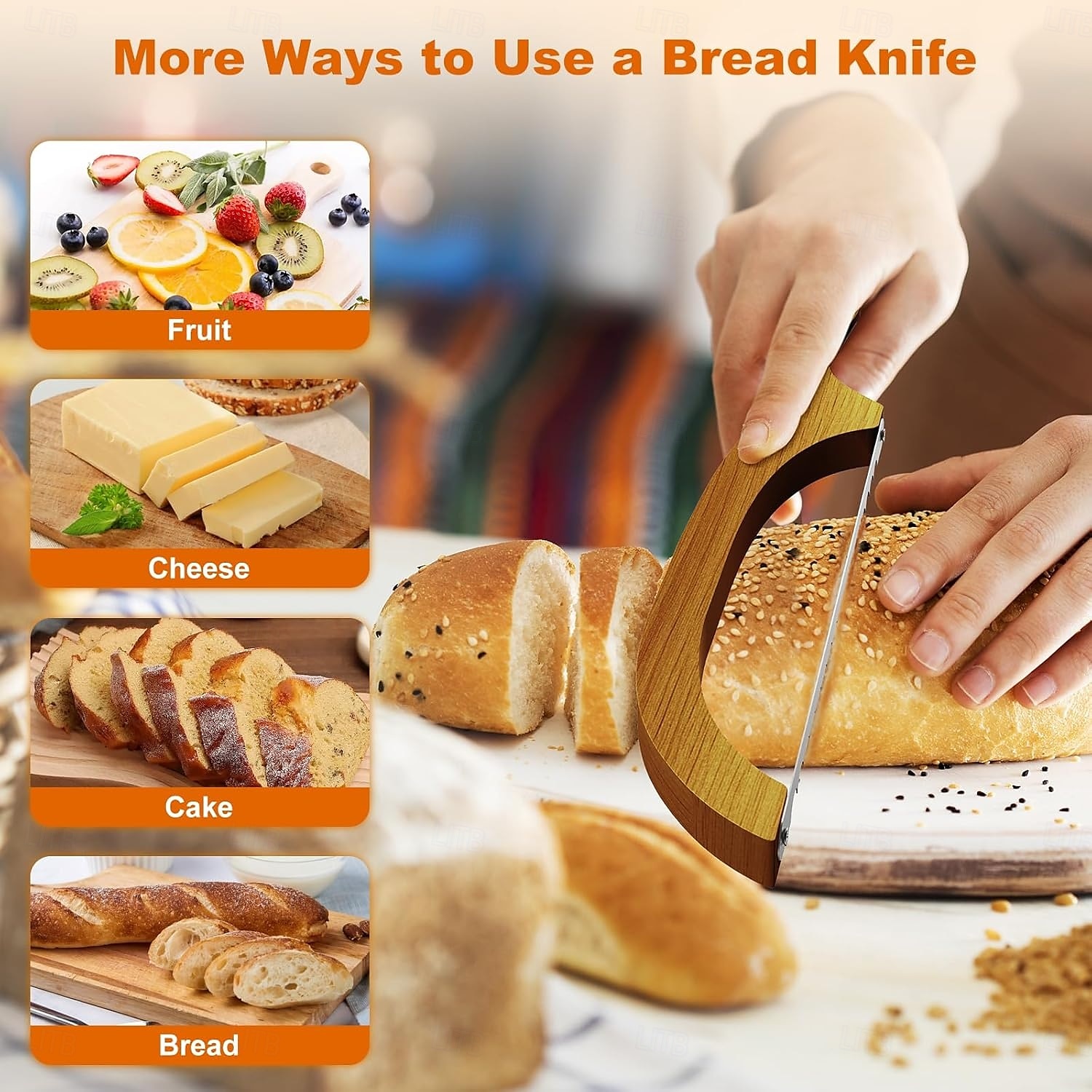 Coltello per pane fatto in casa, con lama in noce e seghettata in acciaio inox ultra affilata, coltello per pane a lievitazione naturale per bagel, baguette e pagnotte rustiche - colore noce del 2025 a $13.99 –P7