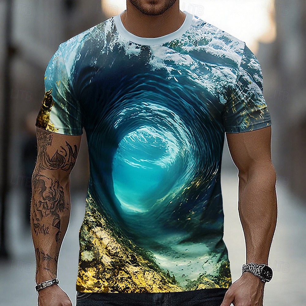 Bărbați 3D Print Ocean #D Tricou Manșon scurt Tricou Tipărire 3D Stil Nautic Cămașă Exagerat Designer Petrecere Stradă Concediu Albastru 3# Albastru 2# Albastru 1# Vară Primăvară Toate Sezoanele 2025 - $17.99 –P2