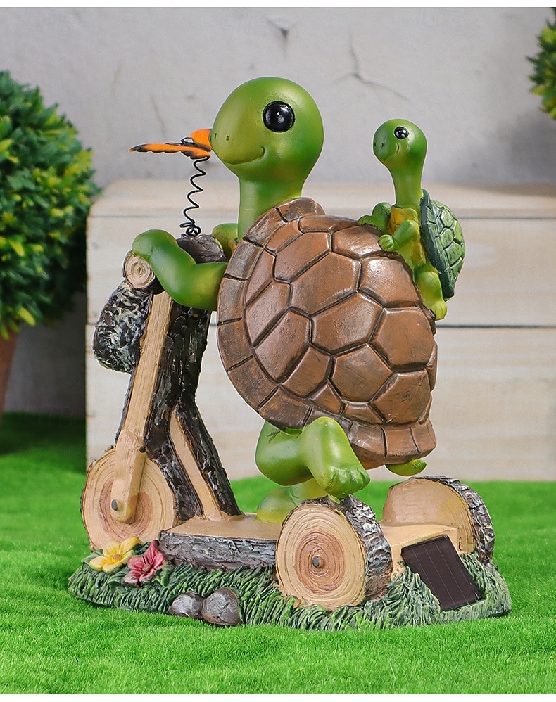 1 stk utendørs solcelledrevet skilpadde mor og barn sykkeldekorasjonslys gårdsplass hagesti plen terrasse ornamentlys landskap observasjonslys 2026 - $27.99 –P2