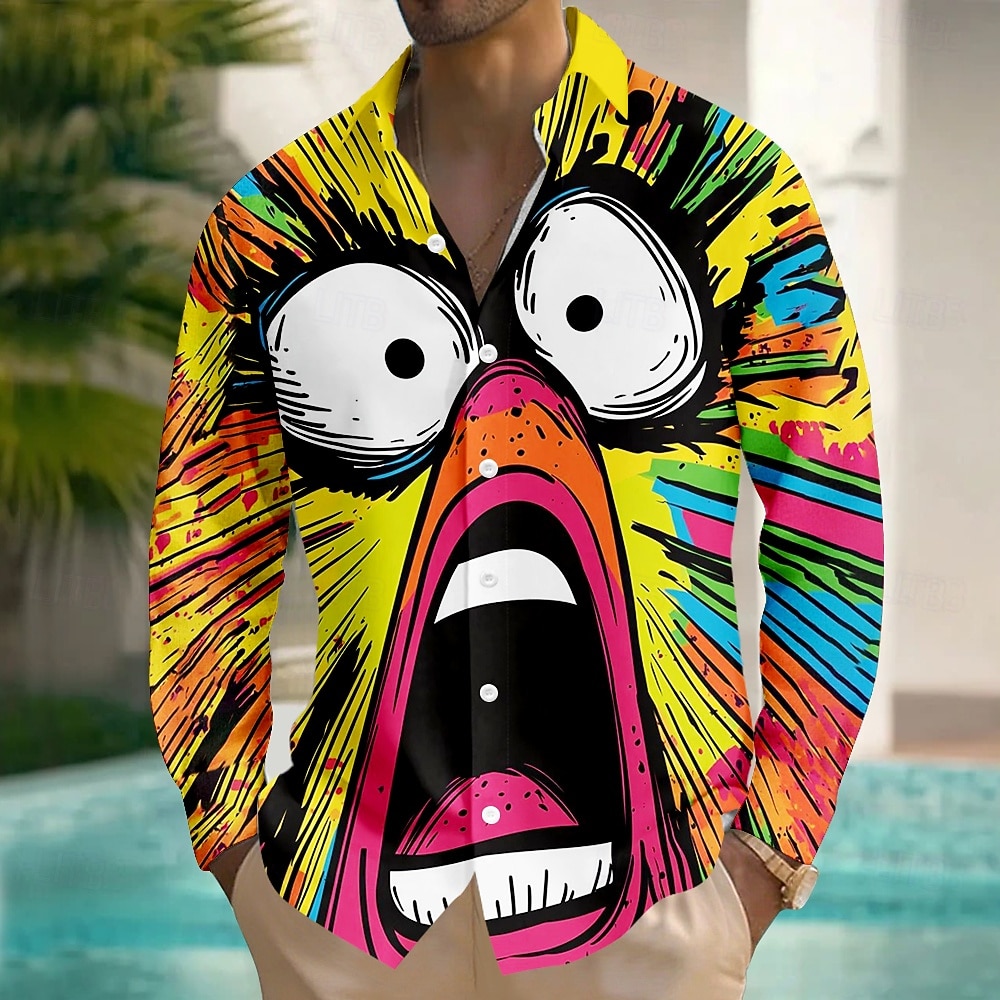 Homme Dessin animé Drôle Gros yeux Chemise Chemise Boutonnée manche longue Mode Décontractée Extérieur Quotidien Vêtements de rue Printemps Automne Col Rabattu Impression 3D Une poche avant Chemise de 2026 ? $27.99 –P1