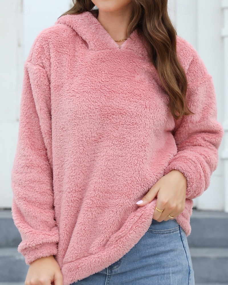 Per donna Felpa con cappuccio Semplice Streetwear Casual Manica Lunga Con Cappuccio Top Regolari Streetwear Ferie Uscire Rosa Inverno del 2025 a $25.99 –P3
