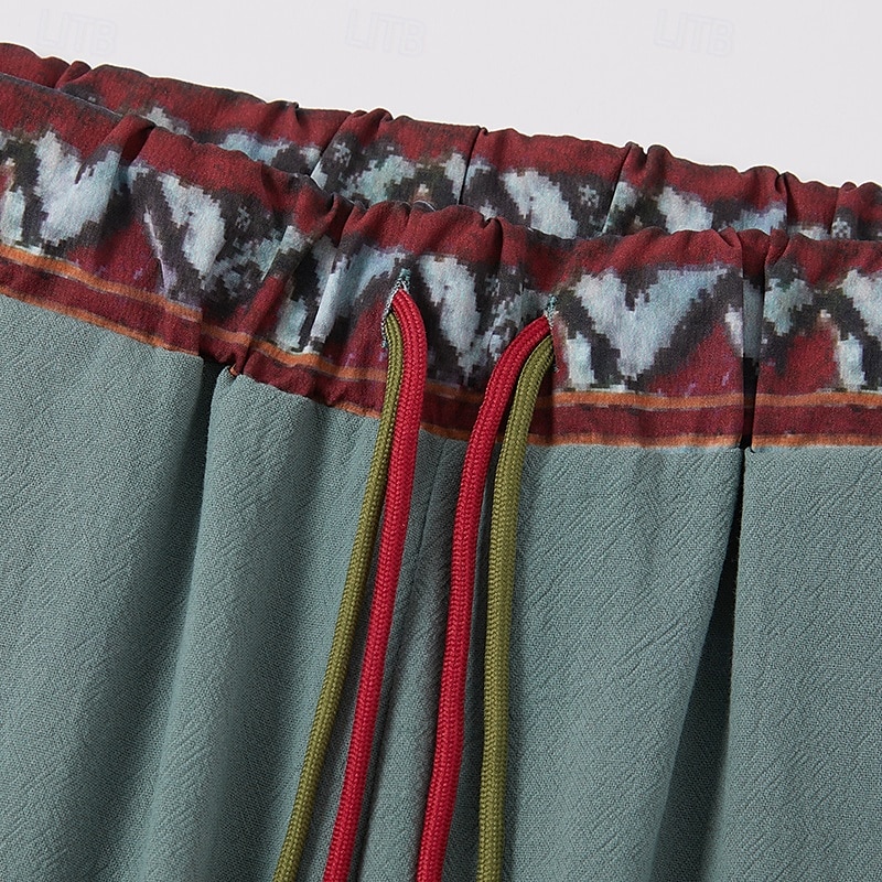Homens Calças de linho Calças Calça verão Calças de praia Patchwork Com Cordão tecido Tecido Conforto Respirável Comprimento total Casual Diário Feriado Férias Moda Verde de 2025 por $27.99 –P4