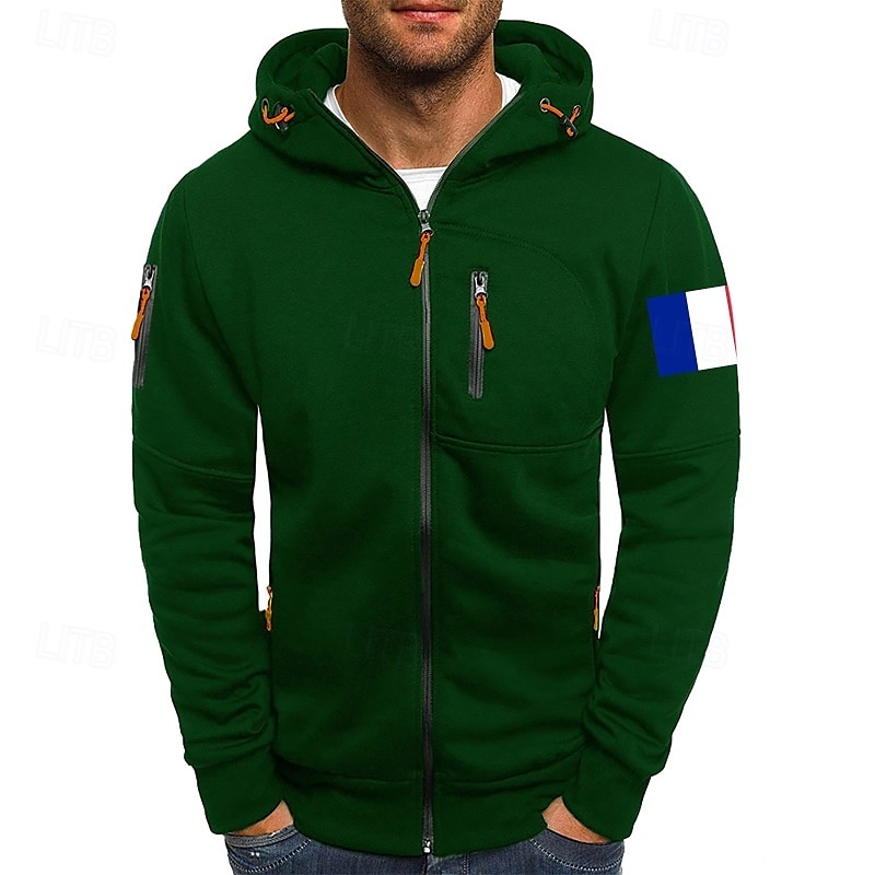 Homme Sweat à capuche Sweat à capuche zippé intégral Veste de survêtement Noir Blanche Vin Vert Véronèse bleu marine À capuche Uni Zip Up Patchwork Poche Avant Sport & Loisir Occasionnel Quotidien de 2025 ? $26.99 –P6