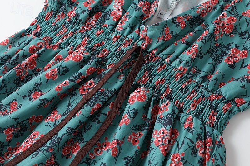 Dam Mini klänning Slipklänning Boho-klänning Västerländsk klänning Mode Klassisk Modern Utomhus Semester Helgdag Normal Blomma Ärmlös Smala axelband Grön Sommar 2025 - $31.99 –P8