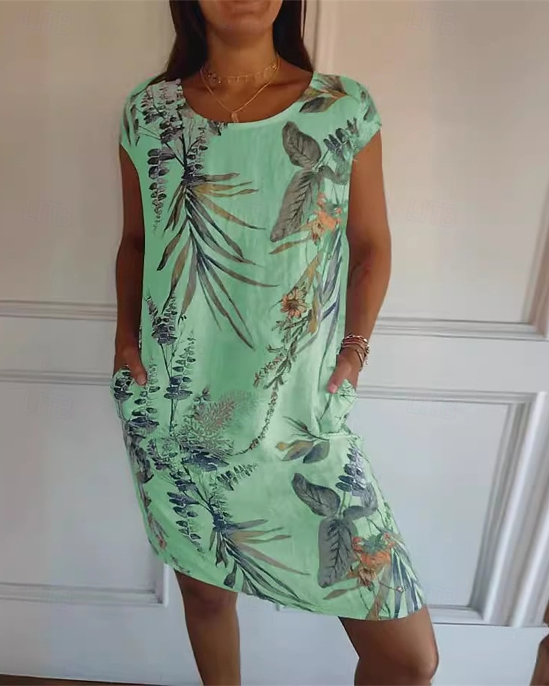 Women's Mini Dress Faux Cotton Linen Shift Dress Sundress Casual Dress Fashion Modern Daily Beach Weekend Regular Fit Flower Sleeveless Crew Neck White Yellow Red Camel Fall 2026 - $18.99 –P10