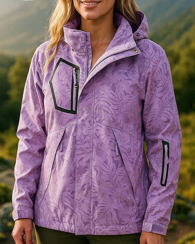 Damen Wanderjacke Hardshelljacke Außen Wasserdicht Winddicht Wanderoutfits Wanderbekleidung Frühling Herbst Oberteil Jagd Camping / Wandern / Höhlenforschung Reisen Schwarz Weiß Rosa 2025 - $36.99 –P1