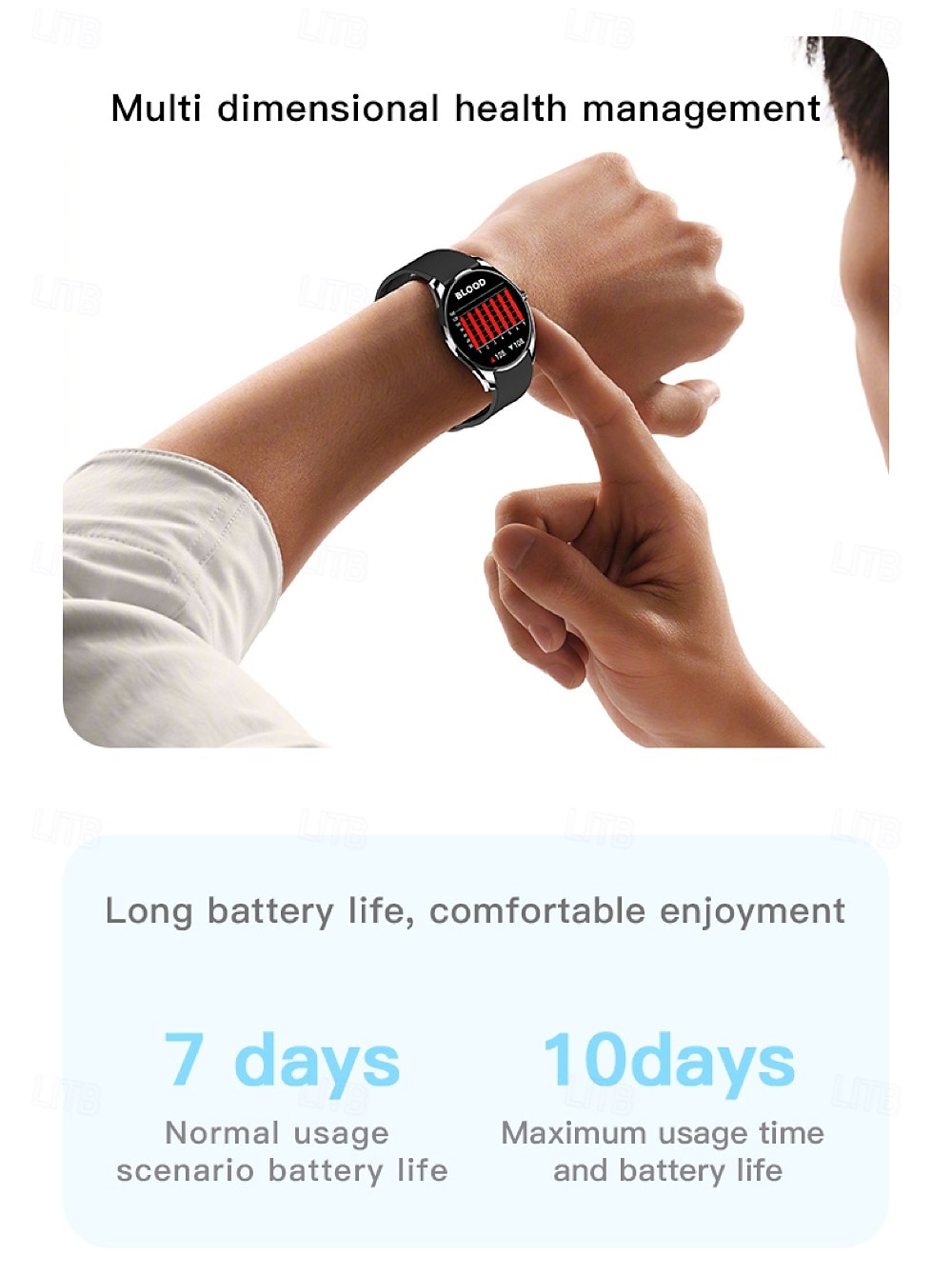 V36 Smartklokke 1.5 tommers Smart armbånd Smartwatch blåtann Skritteller Samtalepåminnelse Aktivitetsmonitor Kompatibel med Android iOS Dame Lang ventetid Vanntett Mediakontroll IP65 22mm Urkasse 2025 - $43.99 –P3