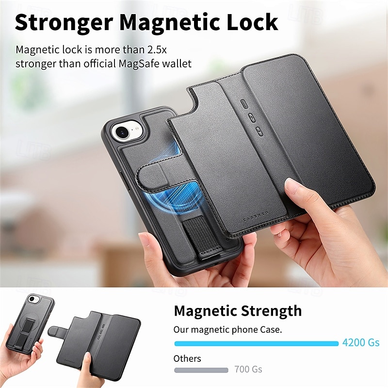 Phone Case For Apple AirTag iPhone 16 Pro Max Plus iPhone 15 14 Pro Max Plus iPhone 13 Pro Max Magnetic Adsorption Wallet Case Flip Cover with Stand Holder Detachable Support Wireless Charging Retro 2025 - $25.99 –P2