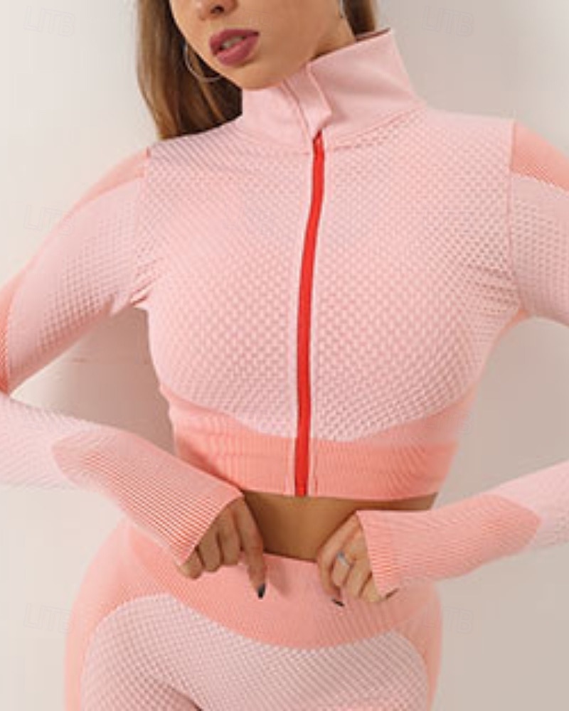 Mujer 2 Piezas Conjunto deportivo de yoga Conjuntos para estar en casa Otoño Retazos Bloque de color Trajes de Yoga Ejercito verde Negro Entrenamiento de gimnasio Alta cintura Secado rápido Eslático 2025 - $35.99 –P11