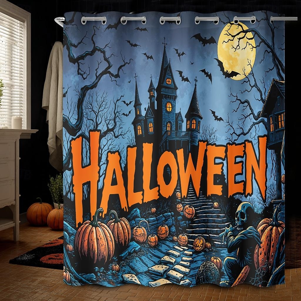 κουρτίνα ντους για το Halloween με γάντζους, πλενόμενη αδιάβροχη διακόσμηση μπανιέρας μπάνιου με πολυεστέρα 2025 - $19.99 –P2