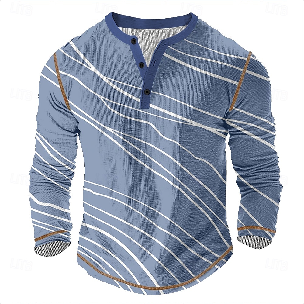Férfi Grafika Absztrakt Henley ing Pólók Hosszú ujj Szüret Divat Dizájn Szabadtéri Hétköznapi Napi Tavasz & Ősz Minden évszak Zöld Világoskék Sötétkék Henley Henley póló 2025 - $21.99 –P2