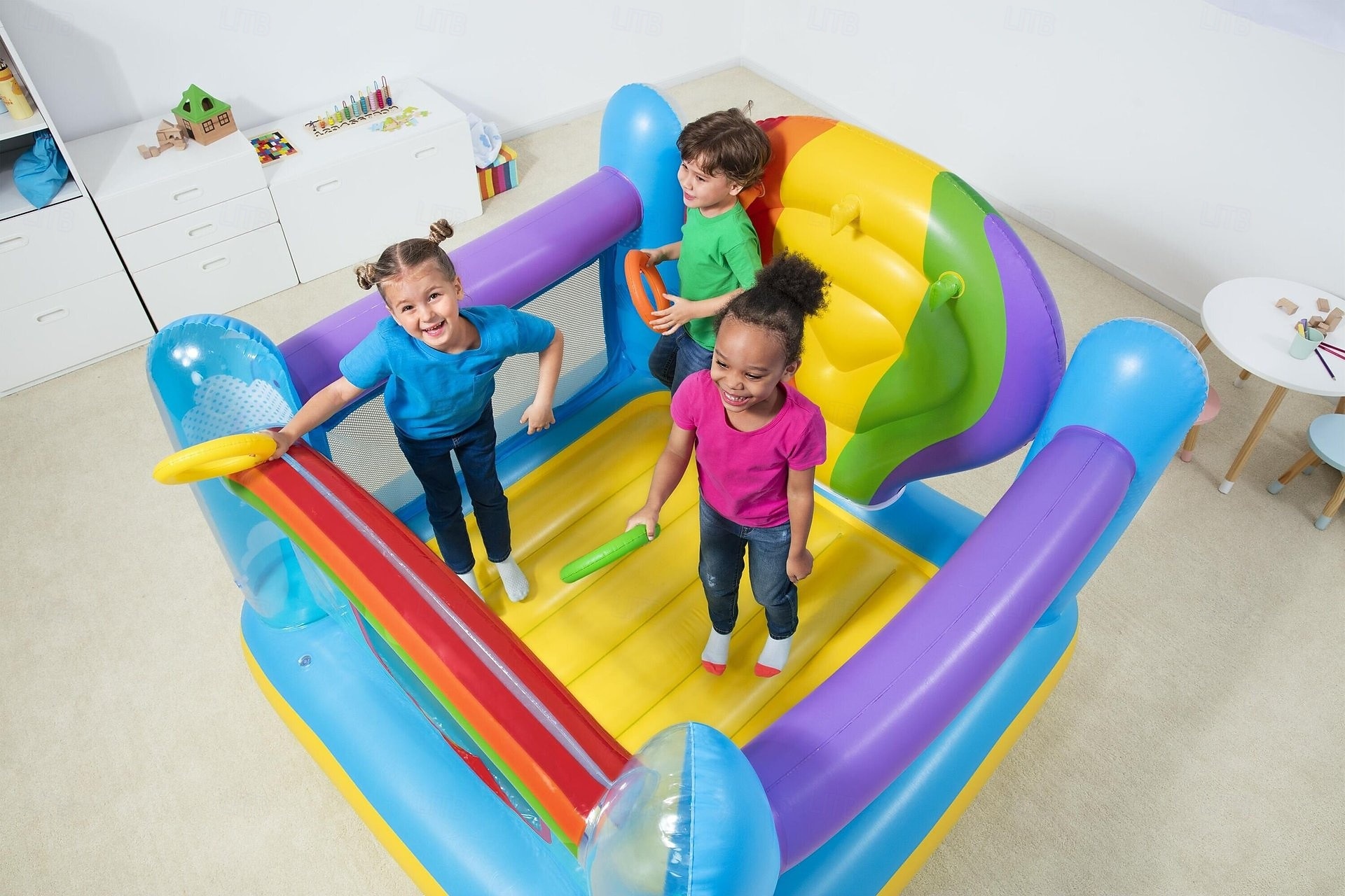 Inflatable Castle Color Bouncy Castles Hot air Balloon Trampoline with Ocean Ball and Electric Pump for Indoor and Outdoor Garden Children s Playground Uptodate 2026 - $272.79 –P4