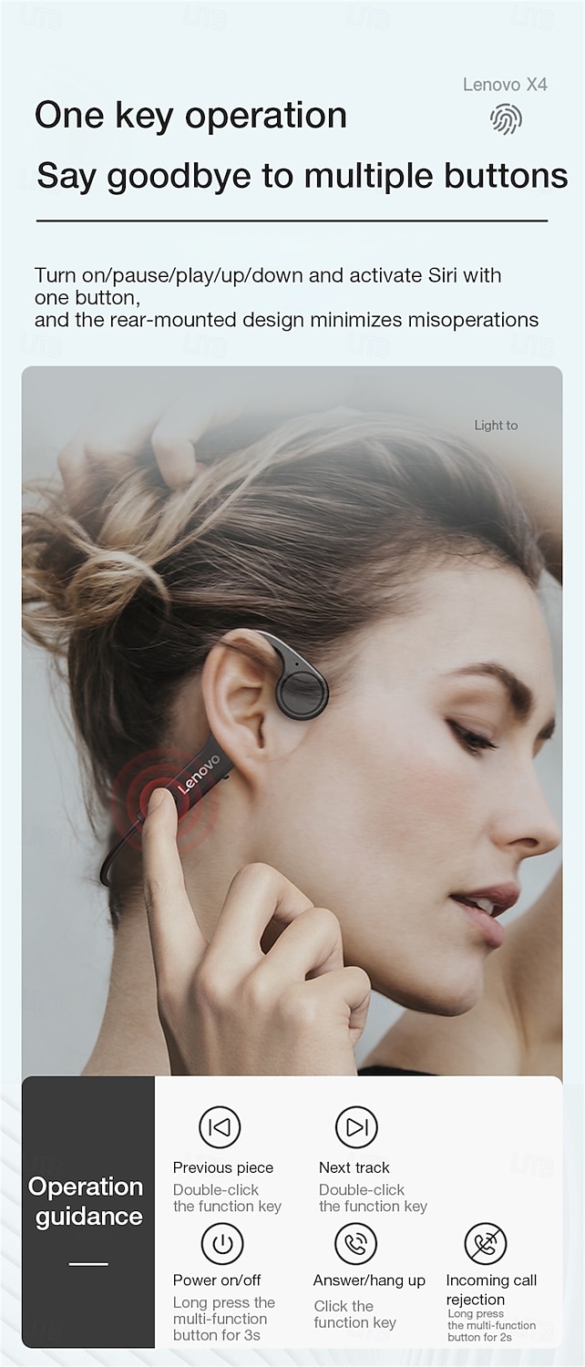 Lenovo X4 Bone Conduction Headphone Bone Conduction Headphones Bluetooth5.0 Ergonomic Design HIFI IPX5 for Apple Samsung Huawei Xiaomi MI Mobile Phone Valentine's Day Gift 2026 - $46.99 –P13
