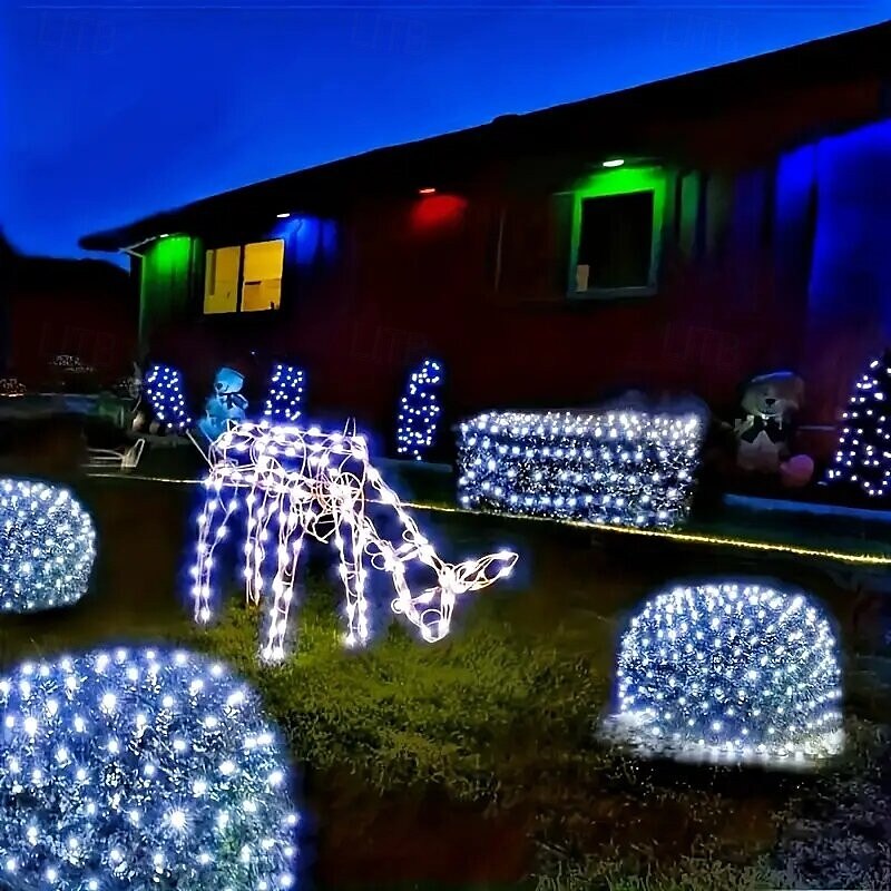 Catena luminosa a LED con rete fatata da 1,5 m*1,5 m / 1,5 m*4,5 m / 3 m*3 m / 6 m*4 m / 8 m*10 m, scelta di luci flessibili per le vacanze, illuminazione colorata per Natale, luci decorative per del 2025 a $12.99 –P2