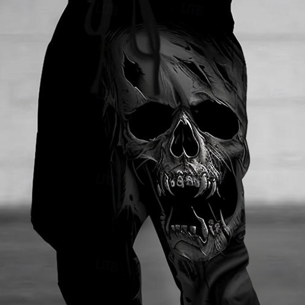 Herren Death Kostüme Schädel Sweatpants Joggers Hosen Mittlere Taille Bindegürtel Elastischer Bund Dunkler Gothic Stil Jogging Streetwear Workout Athletische Sweatpants mit Taschen Frühling Herbst 2026 - $24.99 –P4