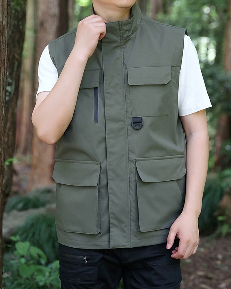 Per uomo Gilet All'aperto Quotidiano Moda Casual Primavera Autunno Tasca Poliestere Confortevole Semplice Cerniera Collo alla coreana Vestibilità regolare Nero Rosso Blu Cachi Gilet del 2025 a $48.99 –P18