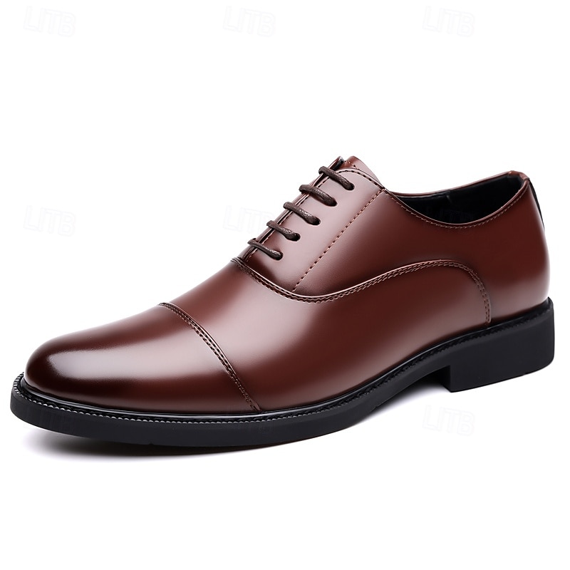 scarpe eleganti oxford marroni da uomo – design classico con punta a punta per lavoro, ufficio ed eventi formali del 2025 a $42.99 –P1