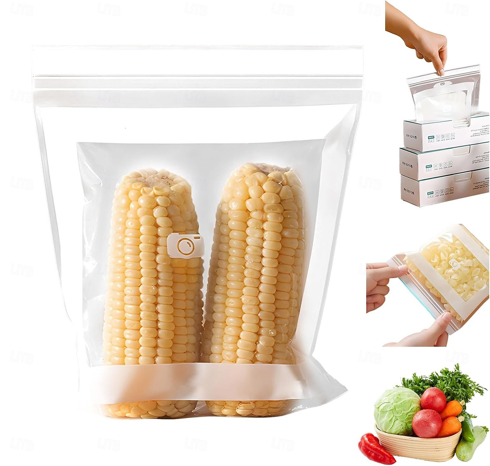 Pungi de depozitare reutilizabile din folie de aluminiu pentru păstrarea prospețimii, de calitate alimentară, pentru fructe, legume, frigider, bucătărie &depozitare în supermarketuri 2025 - $15.25 –P6