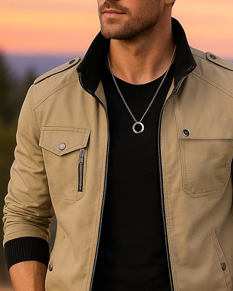 Men's Hiking Jacket Outdoor Windproof Breathable Hiking Outfits Hiking Clothes Spring Autumn / Fall Jacket Cotton Hunting Climbing Camping / Hiking / Caving Solid Color Black Army Green Red 2026 - $35.99 –P3